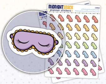 Sleep Mask Icon Stickers | Beauty Sleep Planner Stickers | Sleep Tracker Sticker