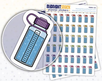 Water Bottle Planner Stickers | Hydration Icon Stickers | Wash Water Bottle Reminder