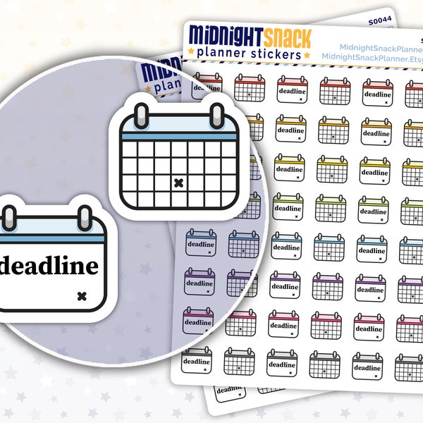 Deadline Date Planner Stickers | Deadline Icon Sticker | Homework and Assignments