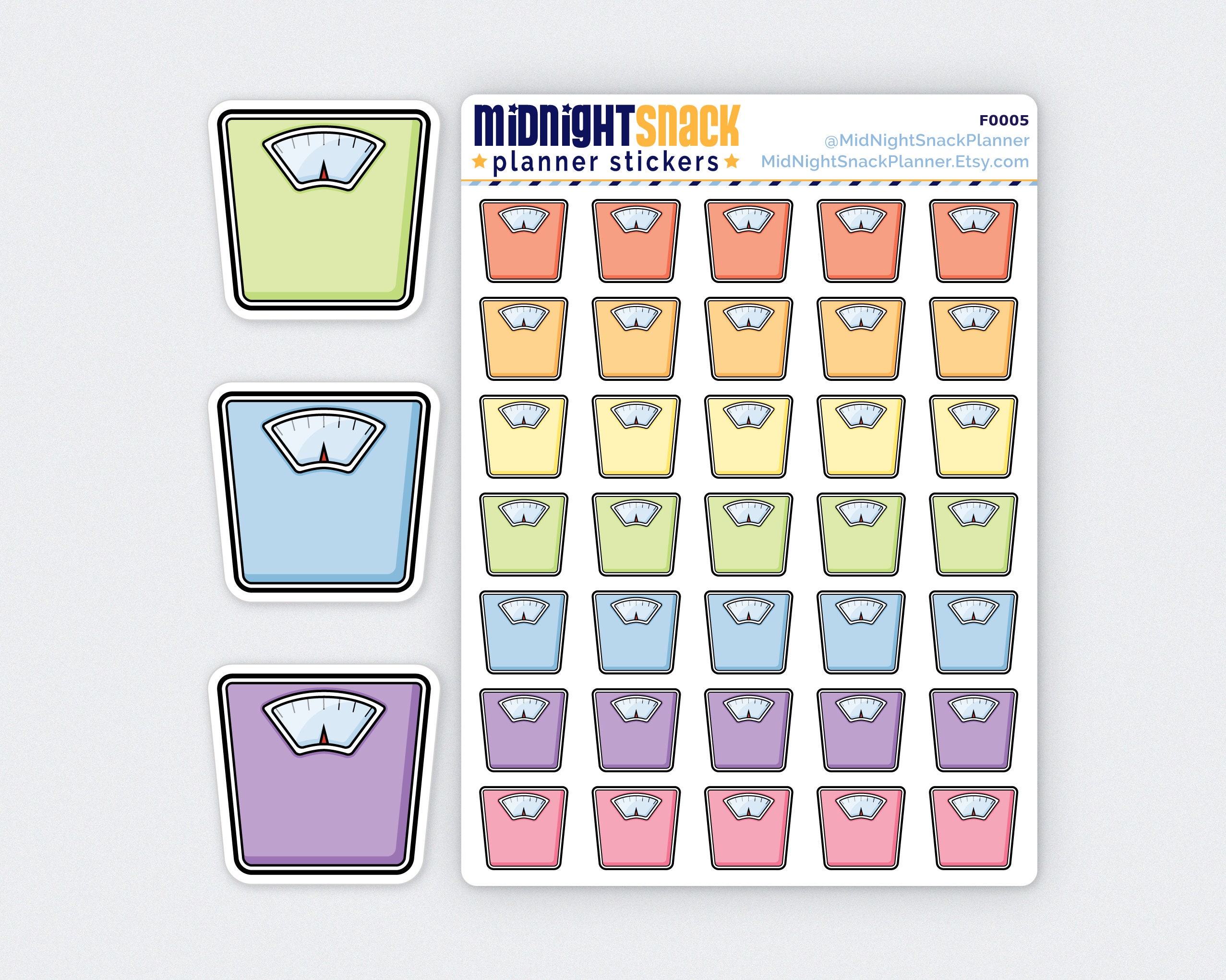 Weight Loss Planner Stickers Scale Icon Stickers Weigh In Etsy
