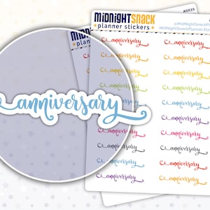 Anniversary Script Word Planner Sticker | Anniversary Functional Sticker | Anniversary Party Reminder Sticker