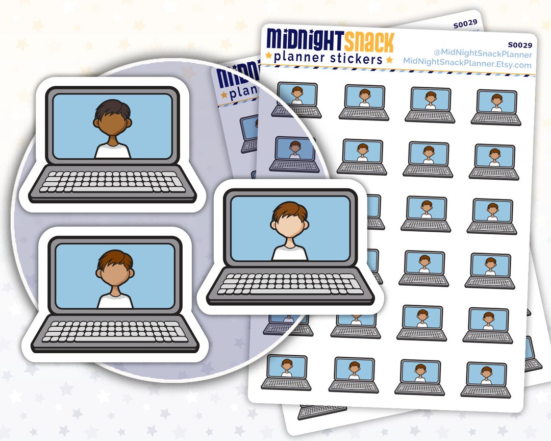 Online Meeting Icon Sticker | Virtual Chat Planner Stickers | Google ...