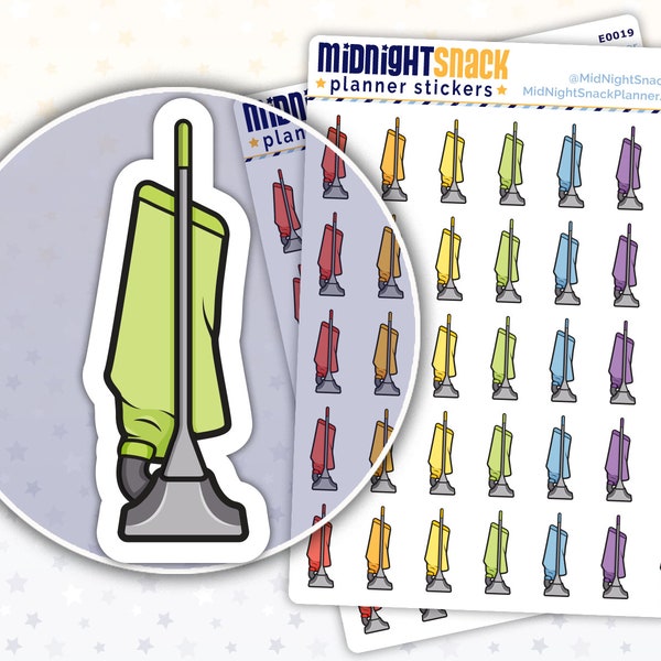 Vacuum Cleaner Icon Stickers | Clean the Floors Planner Stickers | Household Chores Reminder