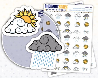 Weather Icon Planner Stickers | Weather Sampler Journal Stickers | Weather Tracker