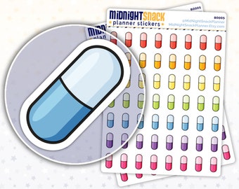 Medicine Planner Stickers | Pill Icon Sticker | Prescription Refill Reminder | Vitamin Tracker