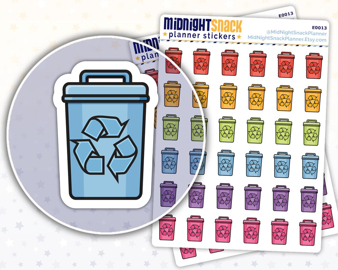 Recycling Can Icon Stickers | Recycling Pick-up Planner Stickers ...