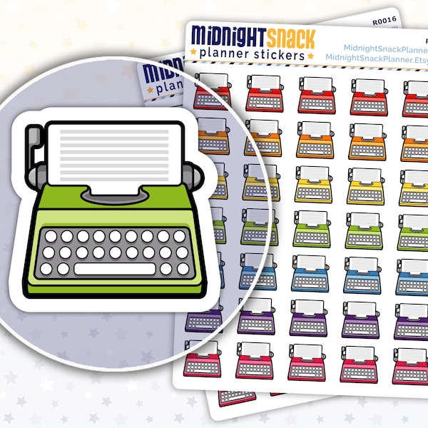 Typewriter Icon Stickers | Writing Planner Stickers | Blogger Reminder | Writing Homework | Creative Writing Time