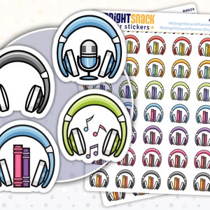 Headphones Icon Stickers | Currently Listening to Planner Stickers | Podcast Planner Sticker | Audiobook Reminder | Listen to Music