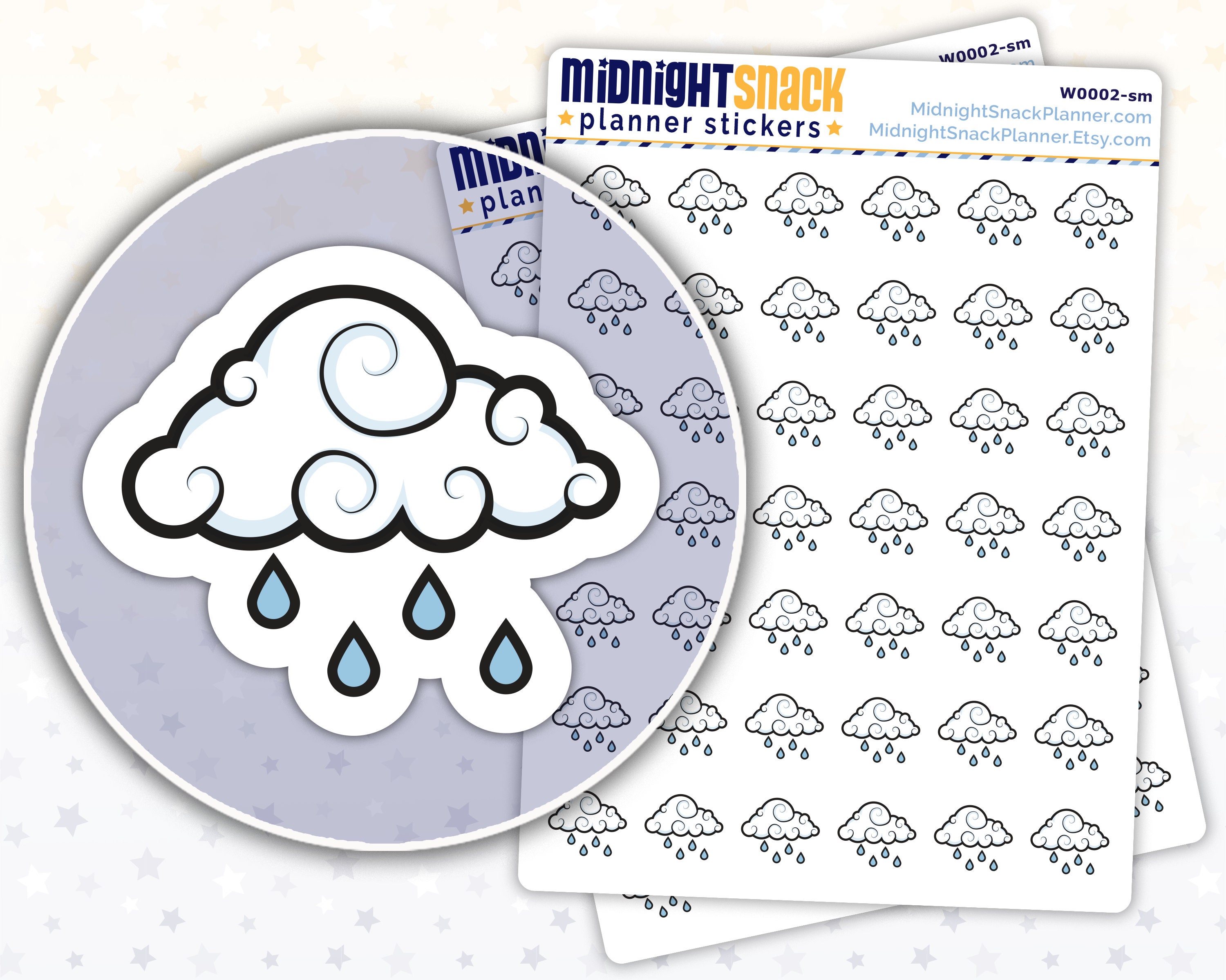 Rainy Day Icon Planner Stickers | Light Rain Journal Stickers | Weather ...