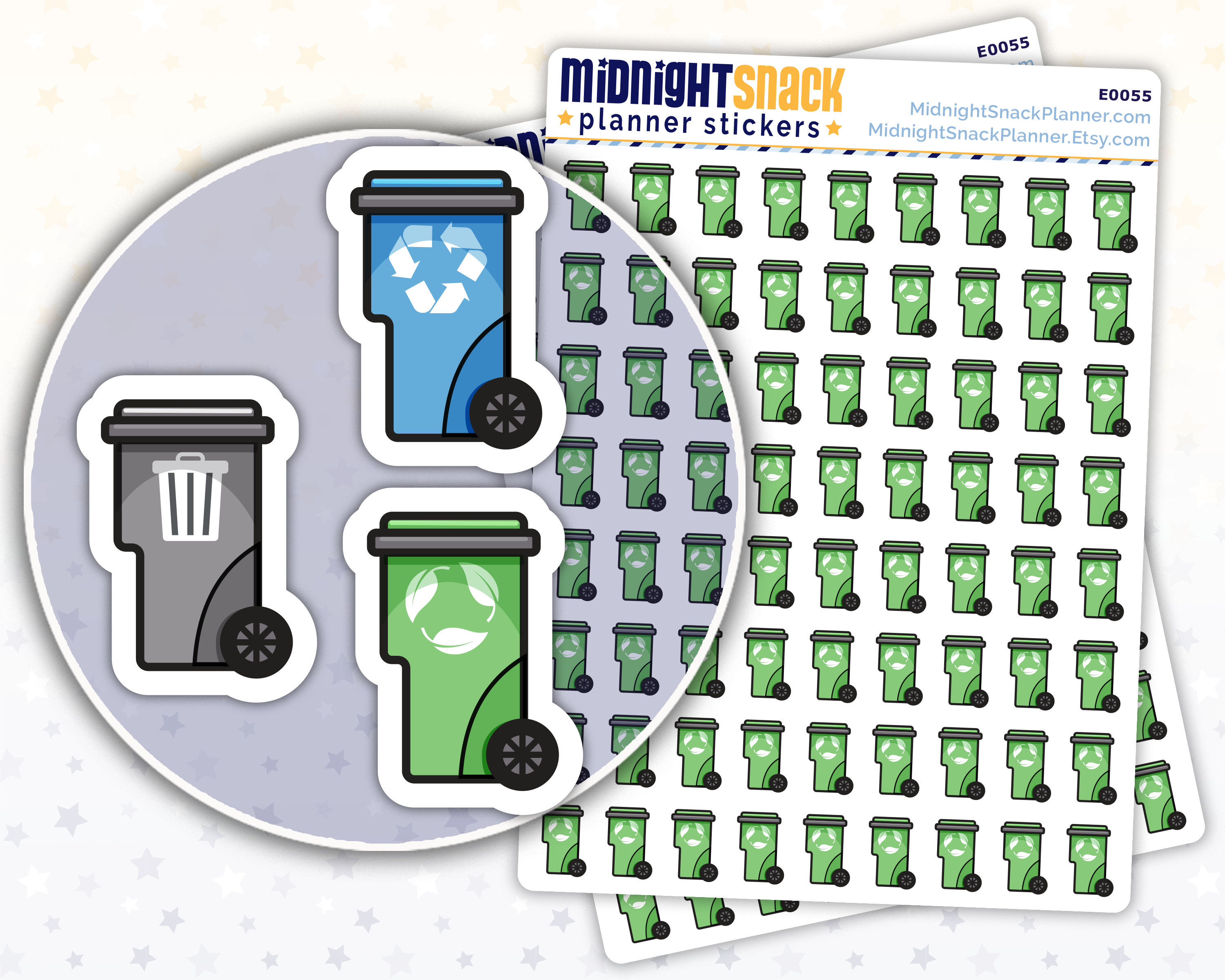 Recycle Bin Trash Day Reminder Planner Stickers - BIN003 – Katnipp