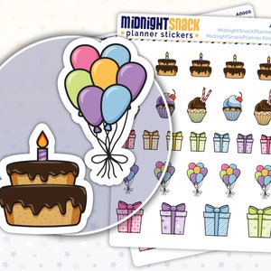 Birthday Sampler Icon Sticker | Birthday Party Reminder Planner Sticker