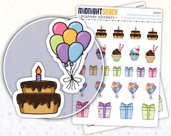 Birthday Sampler Icon Sticker | Birthday Party Reminder Planner Sticker