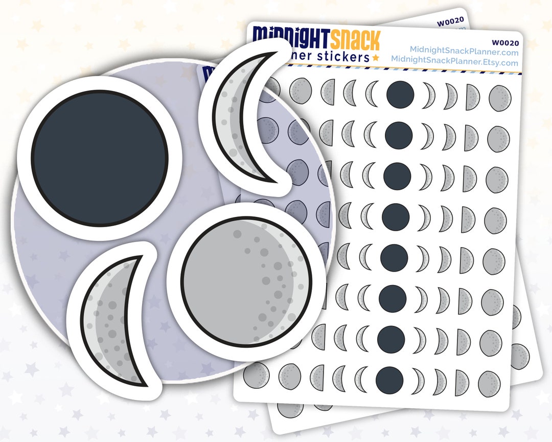 Moon Phases Planner Stickers | Lunar Tracking Calendar Stickers | Moon ...