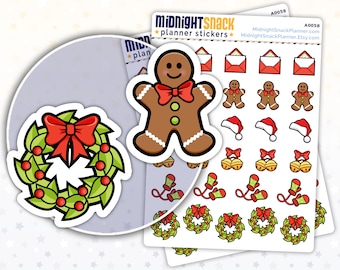 Christmas Sampler Icon Stickers | Holiday Party Reminder Planner Stickers | Christmas Decorating Stickers | Christmas Activities Planner