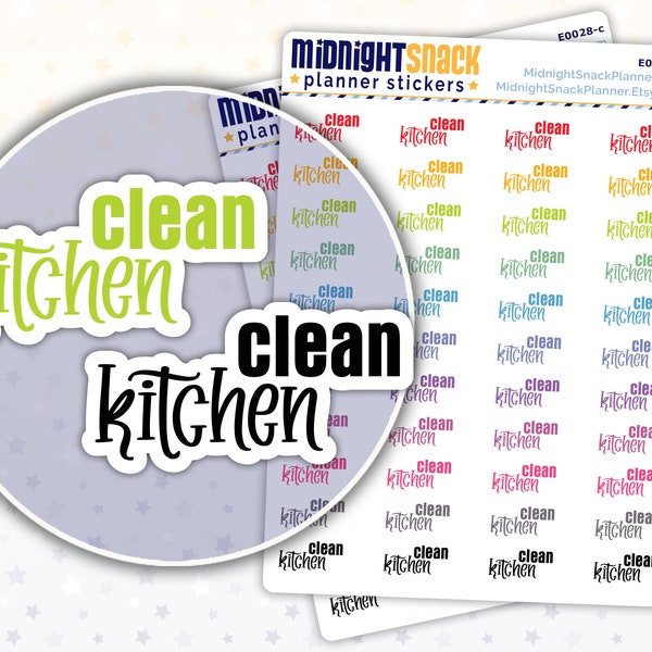 Clean Kitchen Script Planner Stickers | Household Chores Reminder