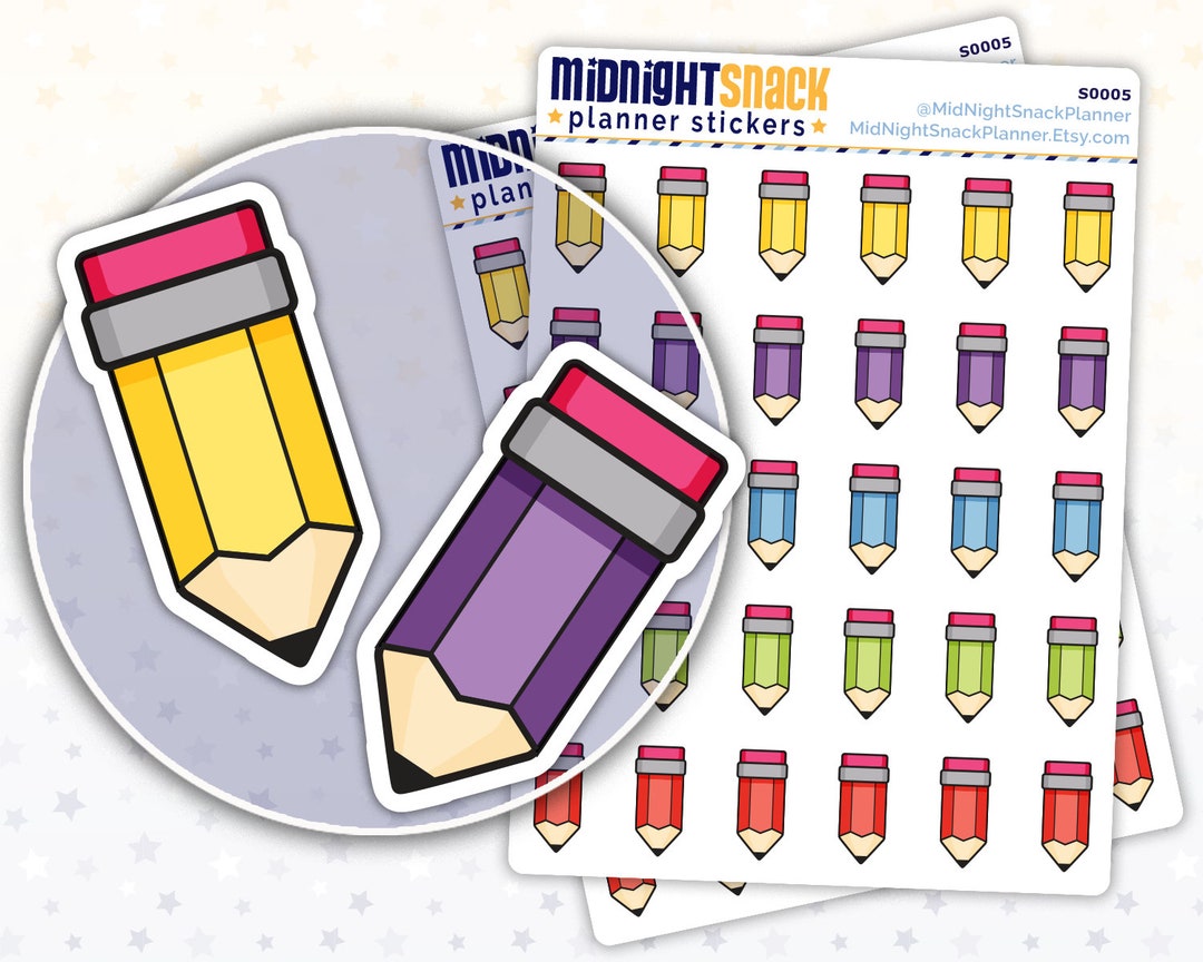 Pencil Planner Stickers | Homework Icon Stickers - Etsy