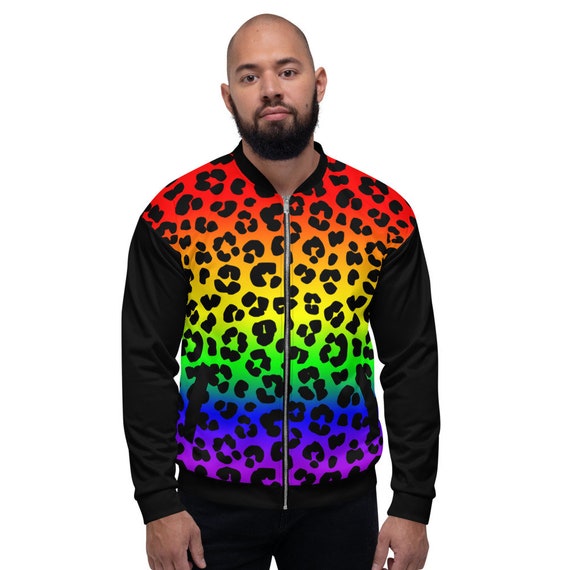 Mens leopard print bomber jacket clearance