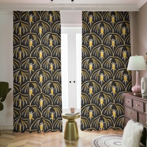 Art Deco Gothic Bat | Blackout Curtains | 265(gsm) / 2 Panels Equals Total Width Listed