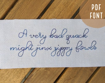 Font - "Daphne" Alphabet - PDF // Modern / Cursive / Extravagant / Calligraphy / Embroidery / Cross Stitch / Instant download / Printable