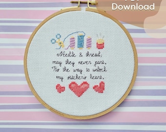 Pattern "Stitcher's Poem" - Cross Stitch // Sweet home decor, Mother's Day gift idea, Modern Home Decor, Instant Download Print