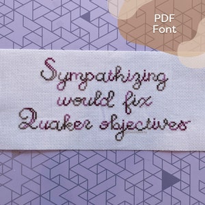 Fonte - Alfabeto "Julieta" - PDF // Alfabeto em ponto cruz / Letras modernas à mão / Cursiva DIY XStitch Download instantâneo Bordado para impressão