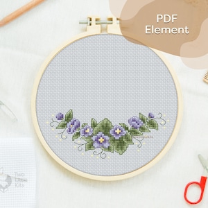 Element - &quot;Erica&quot; PDF Pattern / Instant download printable cross-stitch & embroidery decoration element, DIY pattern addition