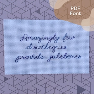 Font Alison Alphabet PDF // Cross-Stitch Type / Modern Cursive Calligraphy Handwriting / Instant download Embroidery Printable image 1