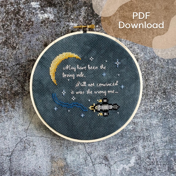 Cross-Stitch Pattern "Losing Side" // Political Liberalism Stance, Subversive Art, Malcolm Reynolds Quote Firefly, Instant Download PDF