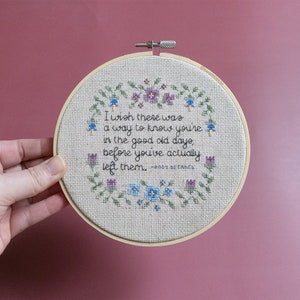 Pattern Old Days Cross Stitch // Poignant TV show quote, reminiscing on adult life, Instant Download Print image 5