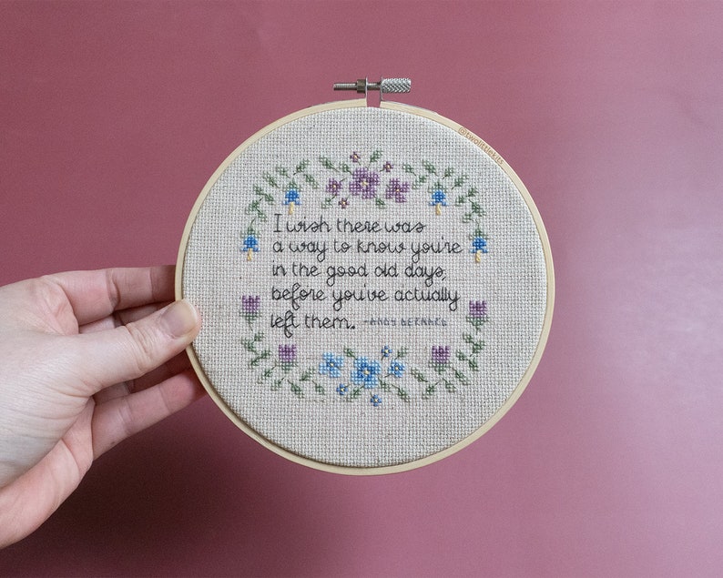 Pattern Old Days Cross Stitch // Poignant TV show quote, reminiscing on adult life, Instant Download Print image 5