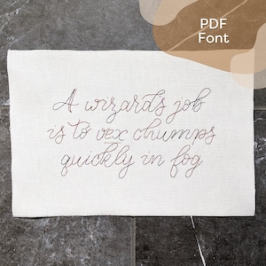 Font - "Paige" Backstitch Alphabet //  Cross-Stitch Type, Modern Cursive Calligraphy Handwriting, Instant download Brush-lettering Printable