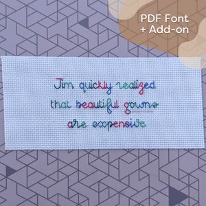Font + Add-on &quot;Celeste&quot; Alphabet - PDF //  Cross-Stitch Alphabet / Classic / Pointed / Geometric / Embroidery / Instant download / Printable