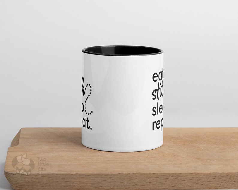 Stitch Repeat 11oz ceramic mug Eat sleep repeat, gift idea for mom, embroiderer present, simple mug design, print on demand sustainable image 5