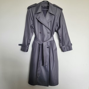 Excellent Vintage Condition Women&#39;s London Fog Water Repellent Grey/Gray Double-breasted Trenchcoat Size UK 14/M
