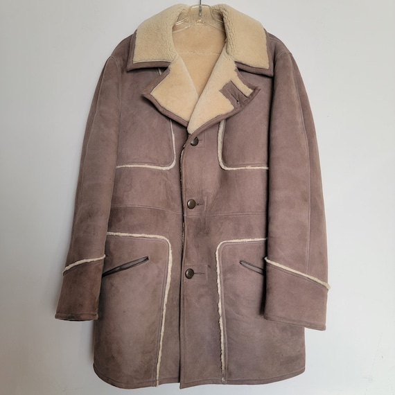 Cappotto monopetto da uomo in vera pelle di pecora in ottime