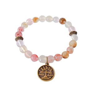 Libra Zodiac Bracelet, Libra Birthday Gift, Zodiac Jewelry, Strawberry Quartz, October Birthday Gift For Her!