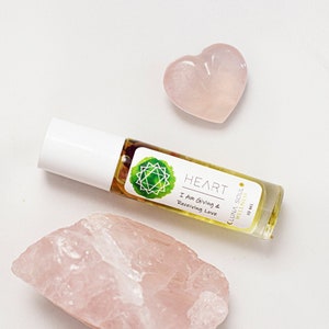 Heart Chakra rose quartz crystals essential oil roller blend, 4TH Chakra