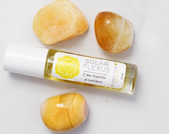 Solar Plexus Chakra Citrine | Crystal Infused Essential Oil Roller, With Botanicals
