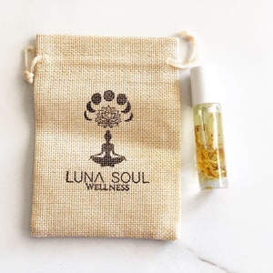 Solar Plexus Chakra Citrine Crystal Infused Essential Oil Roller, With Botanicals image 2