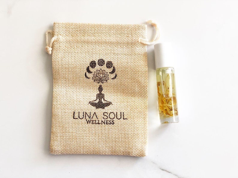 Solar Plexus Chakra Citrine Crystal Infused Essential Oil Roller, With Botanicals image 2