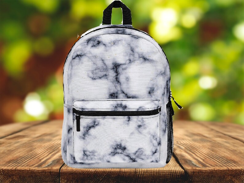 white marble backpack