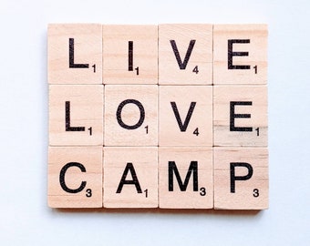Live Love Camp Scrabble Tile Fridge Magnet | Gift for Camping Lovers, Camping Gift, Work Locker Magnet