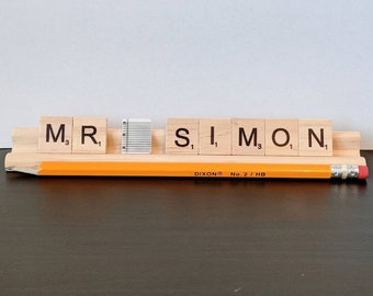 Personalized Teacher Scrabble Tile Name Plates, Teacher Gift, Custom Gift