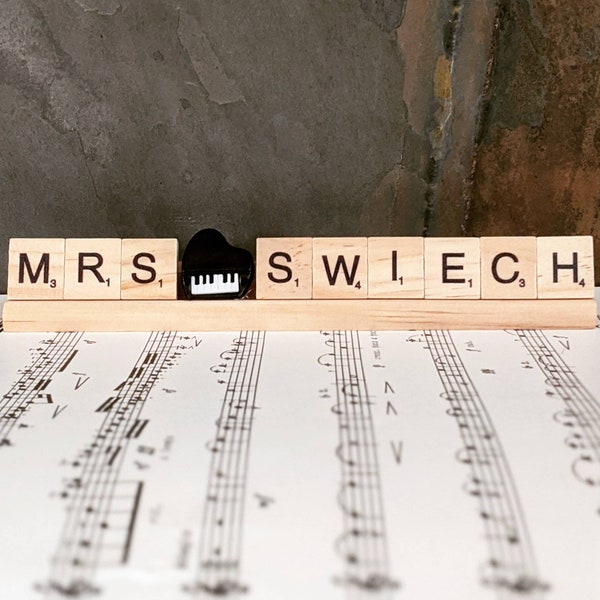 Personalized Music Teacher Scrabble Tile Name Plates | Teacher Gift | Custom Gift for Music Teacher