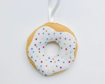 Donut Handmade Felt Christmas Ornament | Gift For Donut Lovers, Felt Donut Ornament