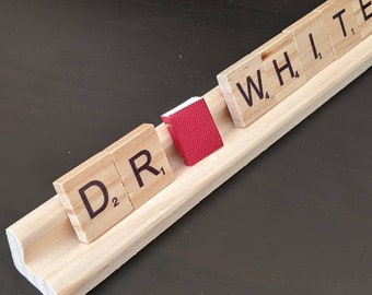 Personalized Book Scrabble Tile Name Plates | Doctor Gift, Teacher Gift | Custom Gift for Doctor, Professor