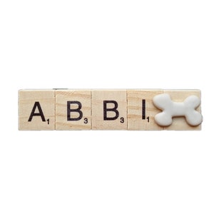 Personalized Dog Name Scrabble Tile Fridge Magnet | Gift for Dog Owners, Dog Bone Magnet