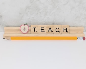 Teach Scrabble Tile Name Plate | Gift for Teacher Appreciation