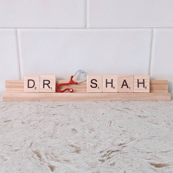 Personalized Stethoscope Doctor Scrabble Tile Name Plates | NP Nurse Gift | Doctor Gift | Custom Gift for Doctor, Pediatrician