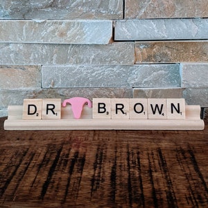 Personalized Gynecologist Doctor Scrabble Tile Name Plate | Doctor Gift | Custom Gift for Doctor, Uterus, OBGYN